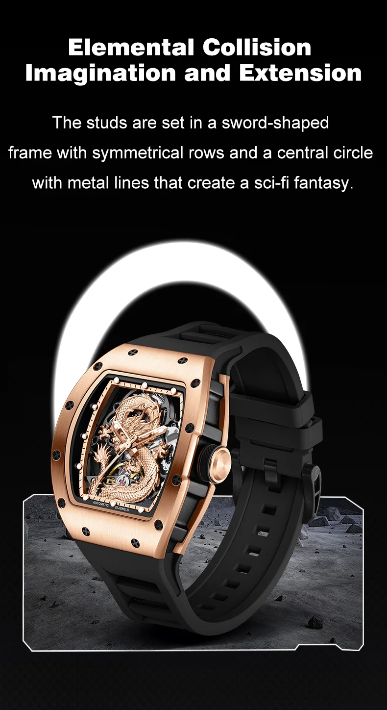 CHANCE 919015 Chinese Dragon Tourbillon Watch &ndash; Luxury Automatic Mechanical Watch with Hollow Dial for Men