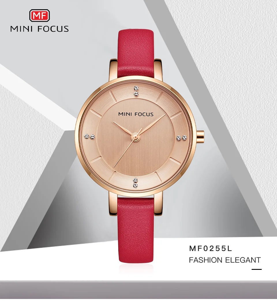 Mini Focus MF0255L Luxury Leather Straps Women’s Watch | Big Face Design Luxury Ladies Dress Wristwatch