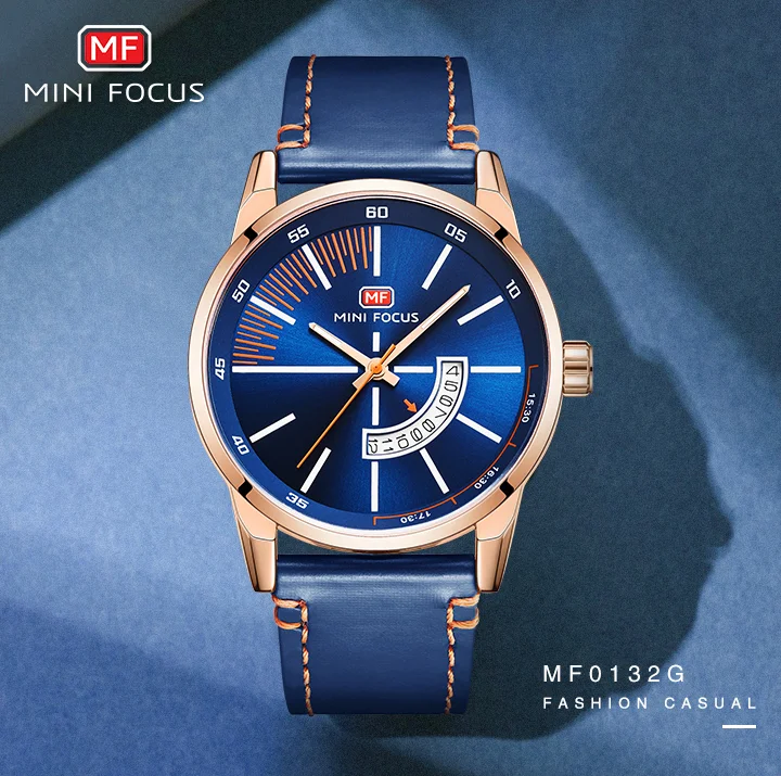 MINI FOCUS MF0132G Men's Luxury Quartz Watch | Genuine Leather, Waterproof, Business Style