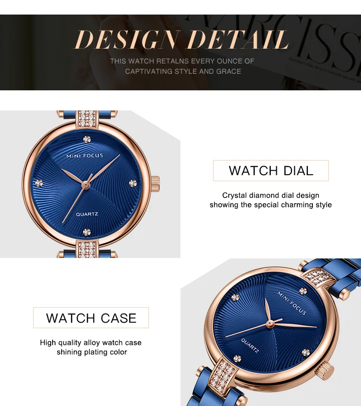 MINI FOCUS Trend Design Woman High Quality Luxury Waterproof Clock Quartz Watches with 5 ATM Male Stainless Steel Strap