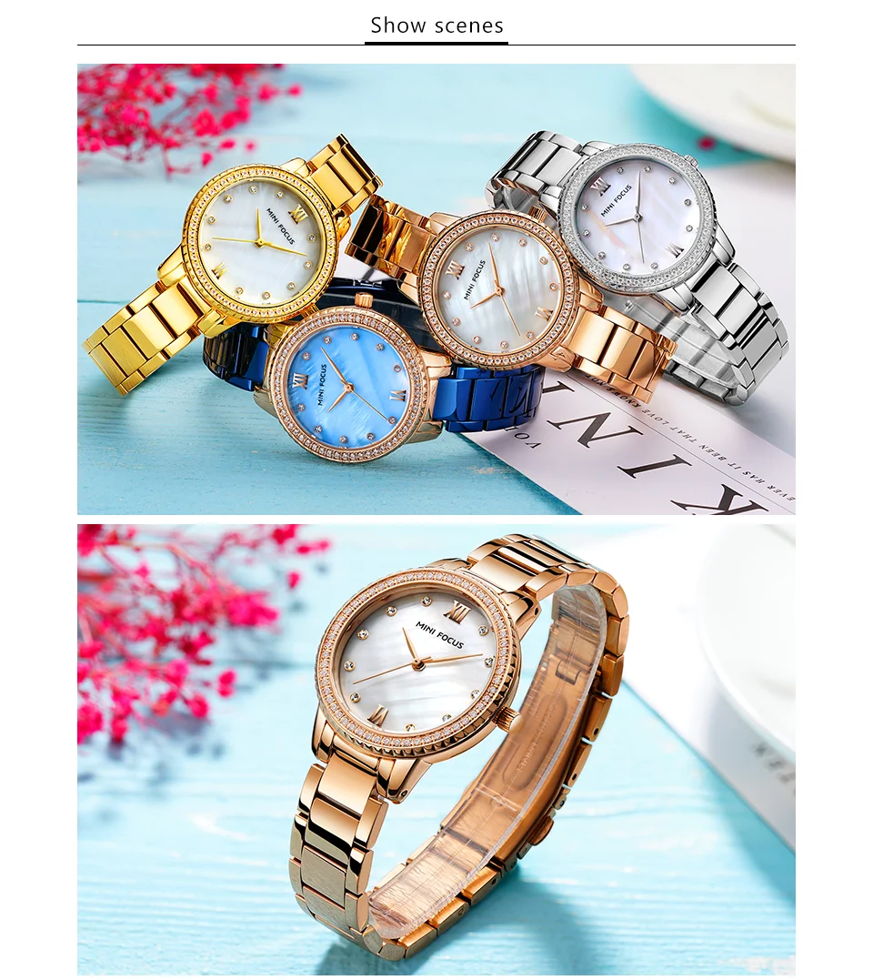 Mini Focus MF0226L Women’s Luxury Rose Gold Watch | Diamond Case Waterproof Quartz Stainless Steel Wristwatch Wholesale