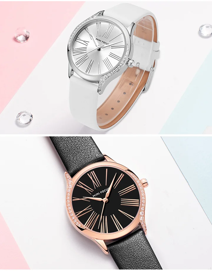 Mini Focus Women’s Quartz Watch | Elegant Blue Dial Ultra-Thin Waterproof Leather Strap Factory Wholesale