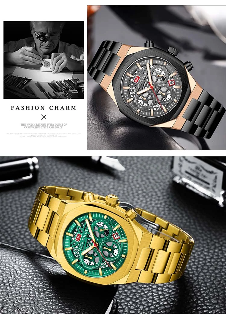 New Arrival Men's Quartz Watch Chronograph, Stainless Steel Band MINI FOCUS Wholesale Supplier
