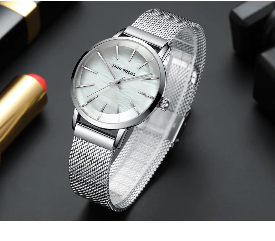 Mini Focus MF0257L Women's Quartz Watch | Steel Mesh Belt Simple Waterproof Analog Dress Wristwatch