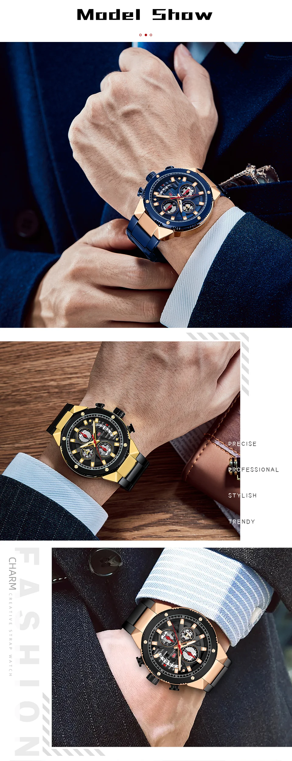 Mini FocusMen&rsquo;s Wrist Complete Calendar Chronograph Watch | Luxury Waterproof Fashion Quartz Watch for Men