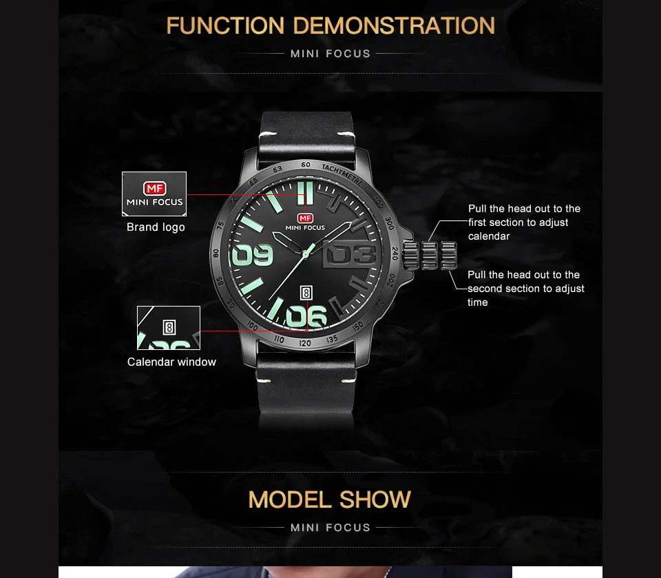 Mini Focus MF0169G Men’s Quartz Watch | Stylish Leather Band, Casual Design, Factory Direct Wholesale & Custom OEM