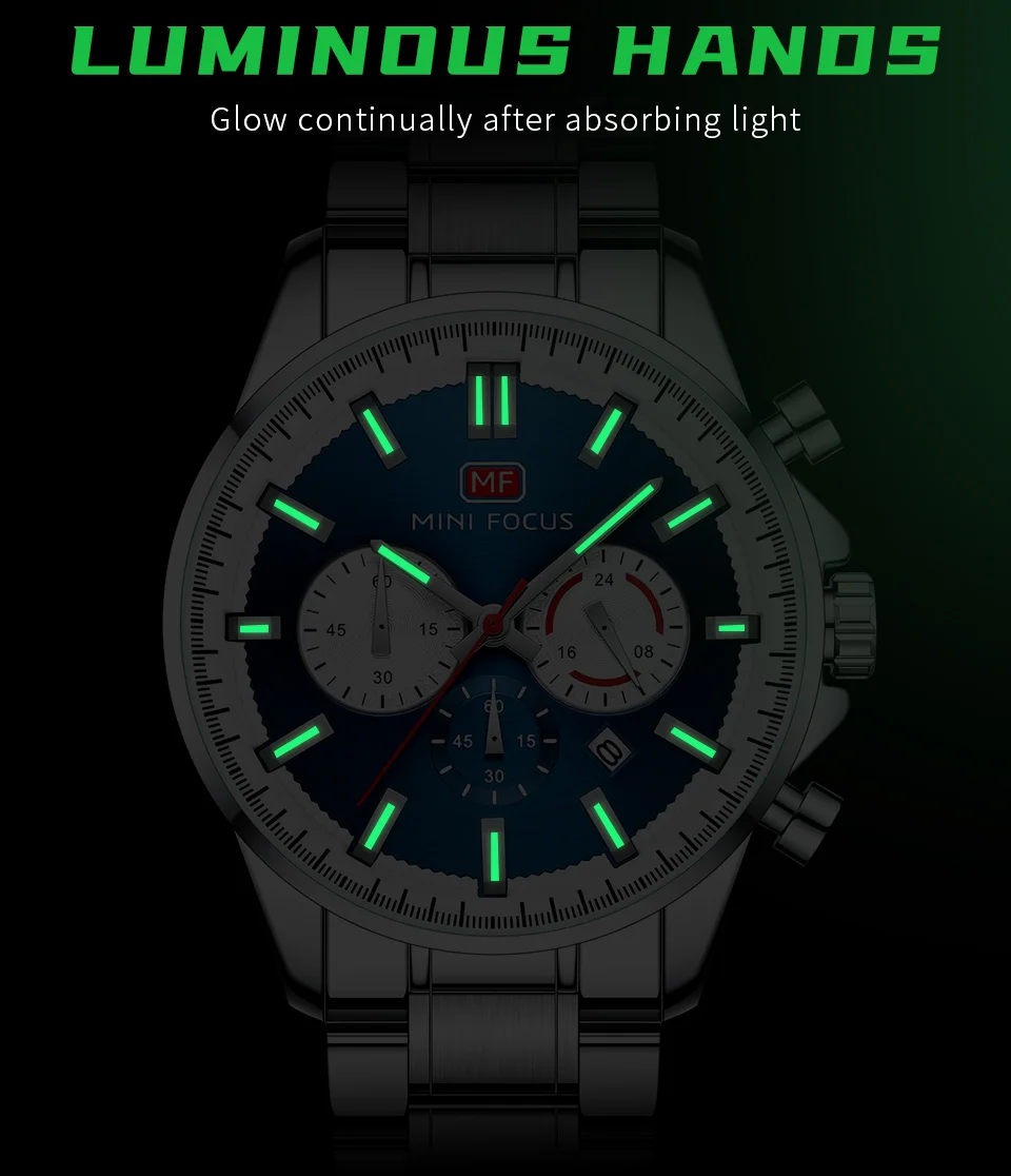 Hot Sale Men’s Fashion Chronograph Quartz Watch with Stainless Steel Band
