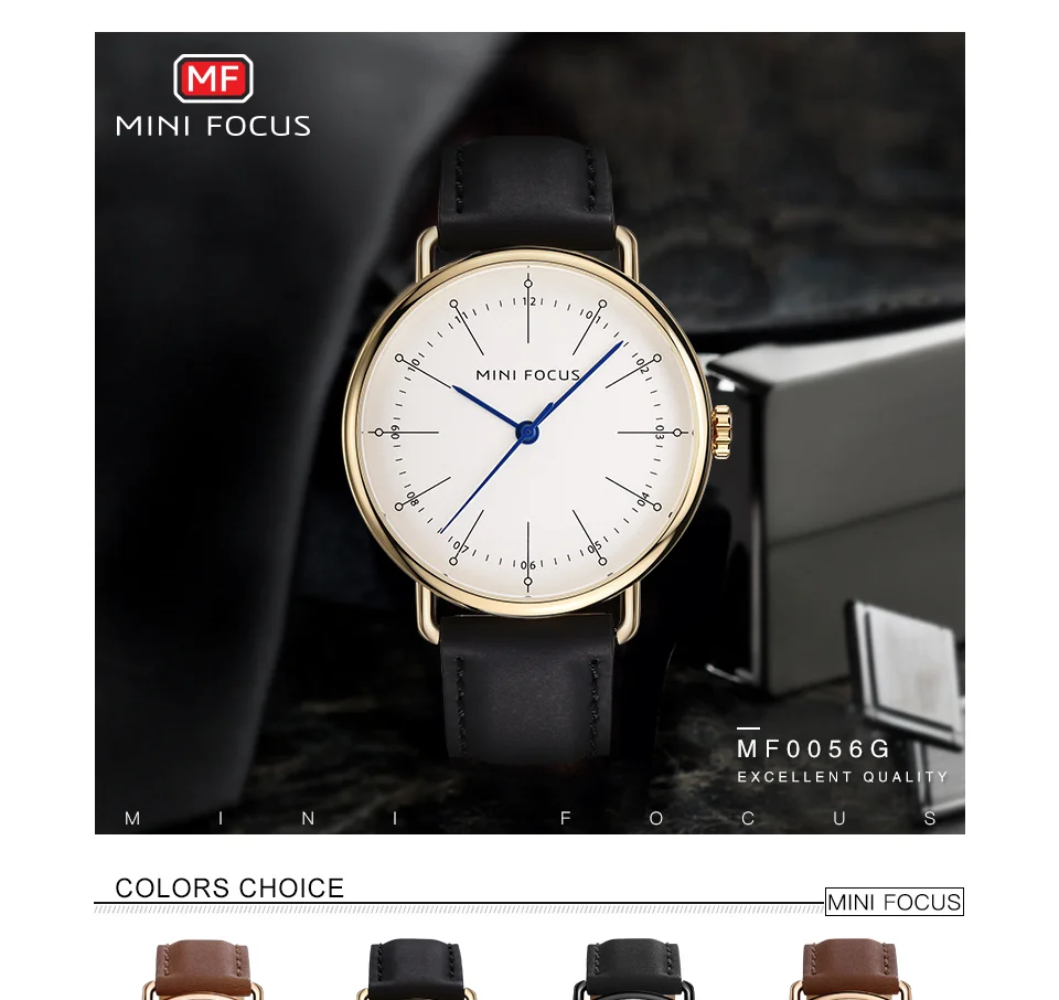 Mini Focus MF0056G Vintage Quartz Men’s Watch | Marine Dial & Brown Leather Strap | Factory Wholesale
