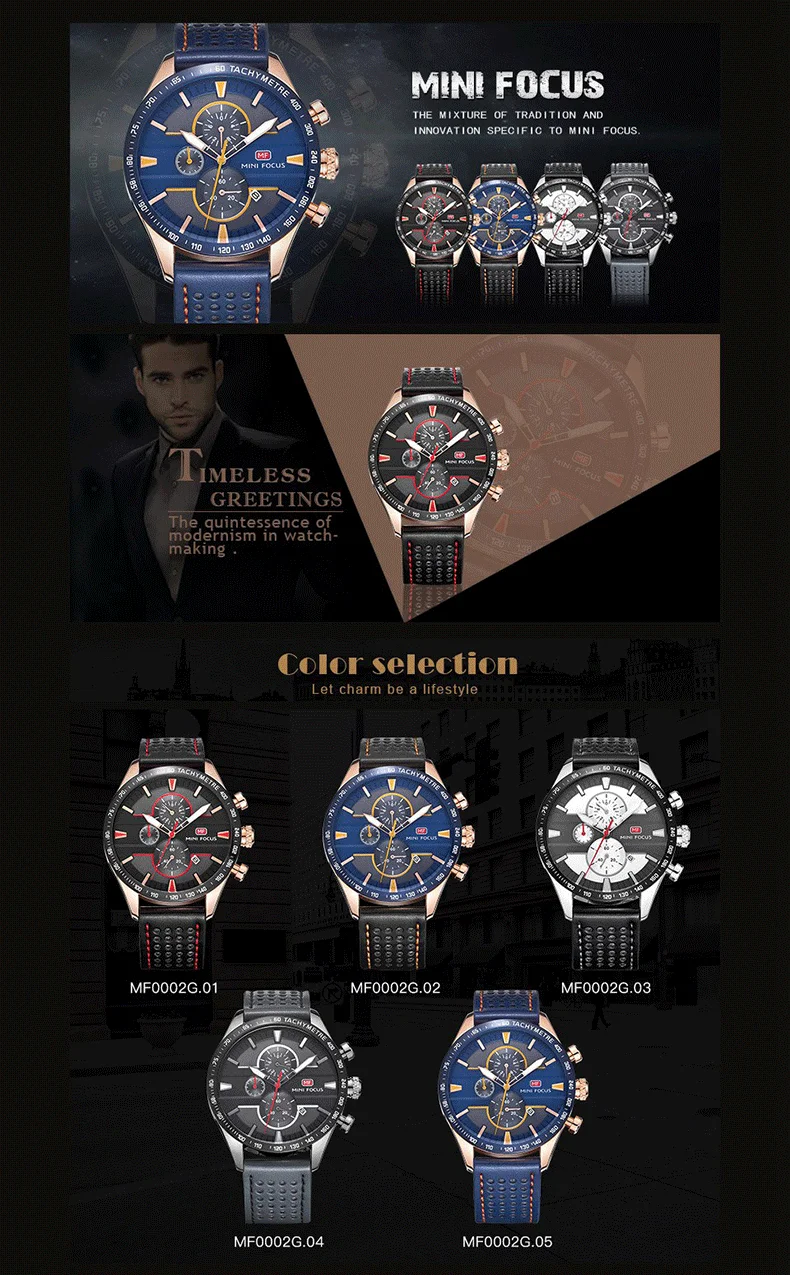 MF0002G Mini Focus Men’s Fashion Sport Watch | Quartz Calendar Waterproof Luminous