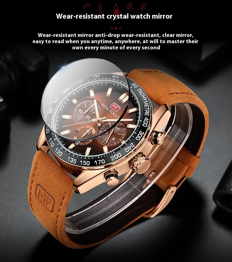 Luxury Casual Men’s Quartz Watch with Genuine Leather Strap – Mini Focus Factory Wholesale Supplier