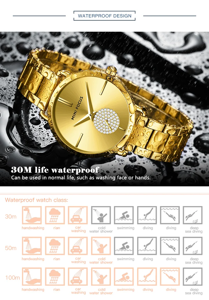 MINI FOCUS MF0222L Fashion Rose Gold Women’s Watch | Luxury Waterproof Steel Wristwatch Factory Wholesale
