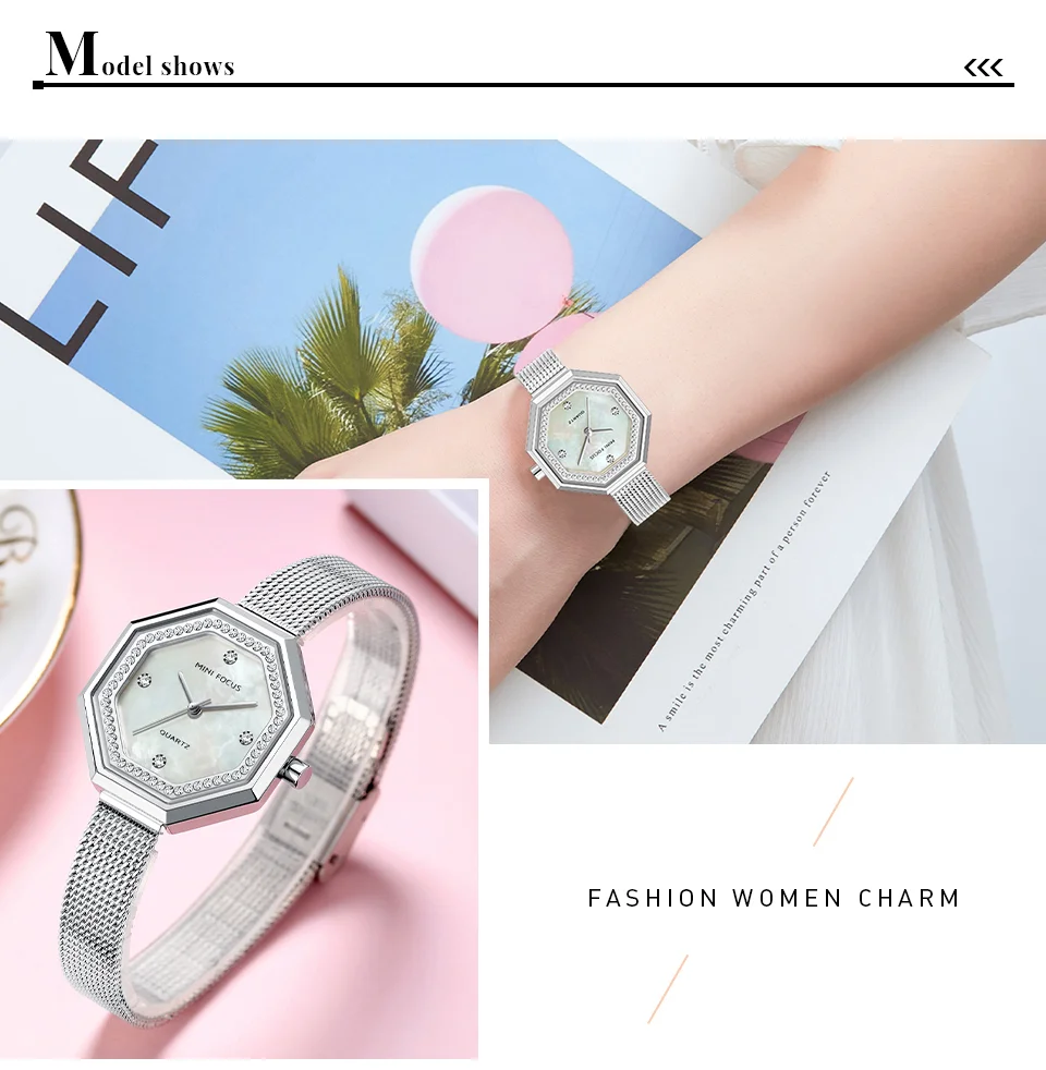 MINI FOCUS Diamond Brand Luxury Fashion Women Quartz Watch – Blue Lady Watch Waterproof Girl Clock
