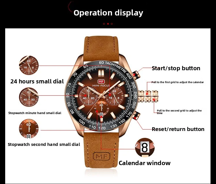 Luxury Casual Men’s Quartz Watch with Genuine Leather Strap – Mini Focus Factory Wholesale Supplier