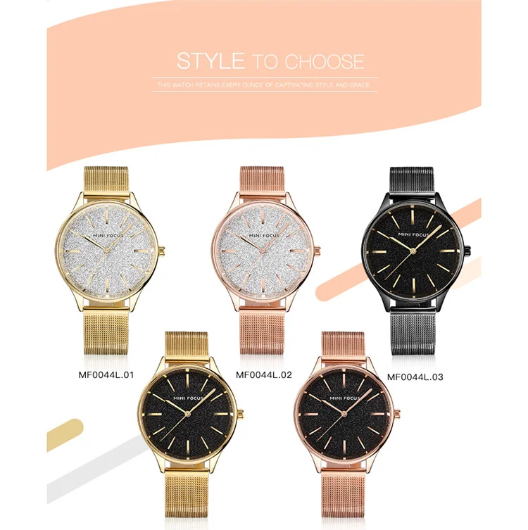 Mini Focus MF0044 Women's Dress Quartz Watch | Stainless Steel Band | Elegant Fashion Wristwatch Factory Wholesale