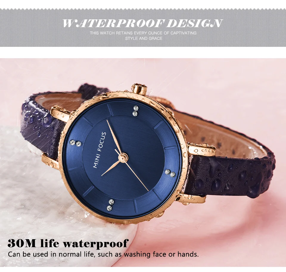 Mini Focus MF0255L Luxury Leather Straps Women’s Watch | Big Face Design Luxury Ladies Dress Wristwatch