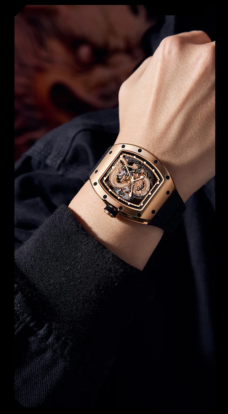 CHANCE 919015 Chinese Dragon Tourbillon Watch &ndash; Luxury Automatic Mechanical Watch with Hollow Dial for Men