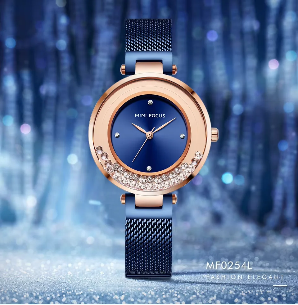 MINI FOCUS MF0254L Elegant Women’s Watch | Ultra Thin Quartz Mesh Strap Waterproof Japanese Movement for Girls