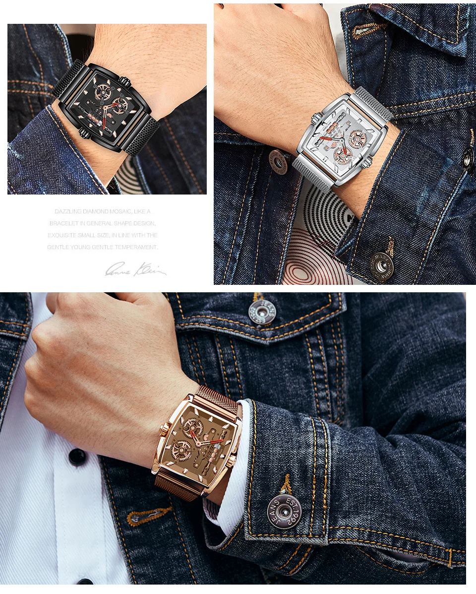 Mini Focus Cool Man Quartz Square Shape Watches Analog Water Resist Designer Luxury Men Leather And Stainless Hand Watch