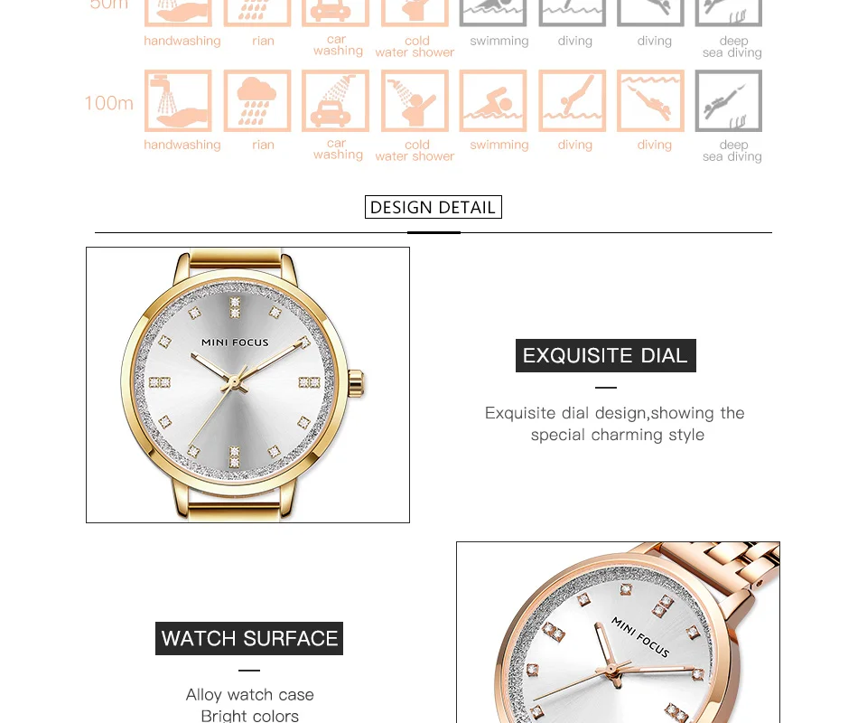 Mini Focus MF0047L Women's Quartz Watch | Golden Stainless Steel Strap | Elegant Ladies Factory Direct Watches