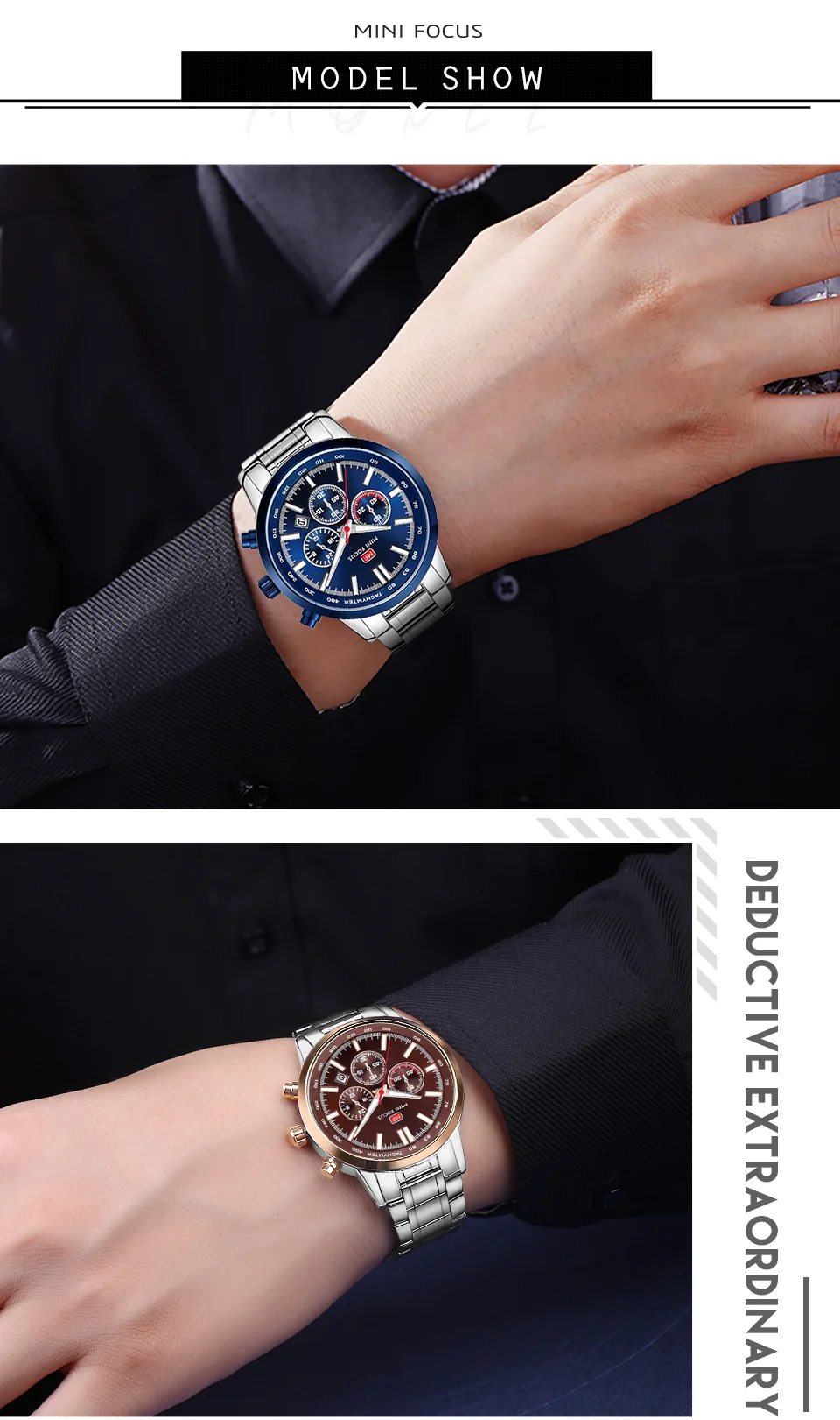 MINI FOCUS MF0133G Men’s Quartz Sports Watch | Stainless Steel, Calendar, Waterproof, Factory Wholesale