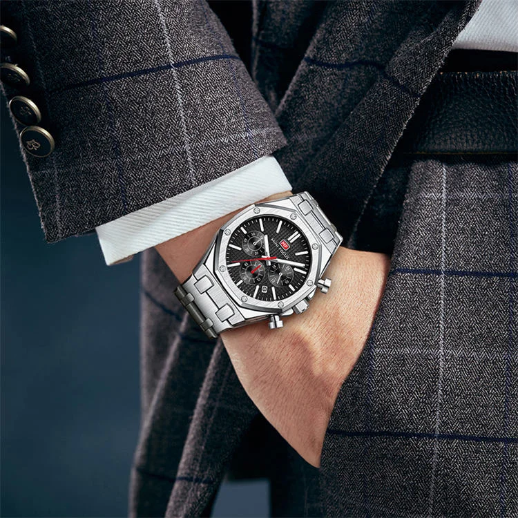 MINI FOCUS 0609 Elegance Men's Quartz Watch Stainless Steel, Luminous Chronometer for Business