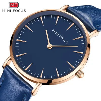 MINI FOCUS Hot Sell Blue Lady Quartz Watch Excel Leather