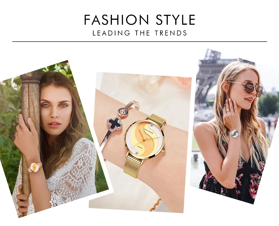 Elegant Women’s Quartz Watch with Gold Mesh Strap – Mini Focus Factory Wholesale