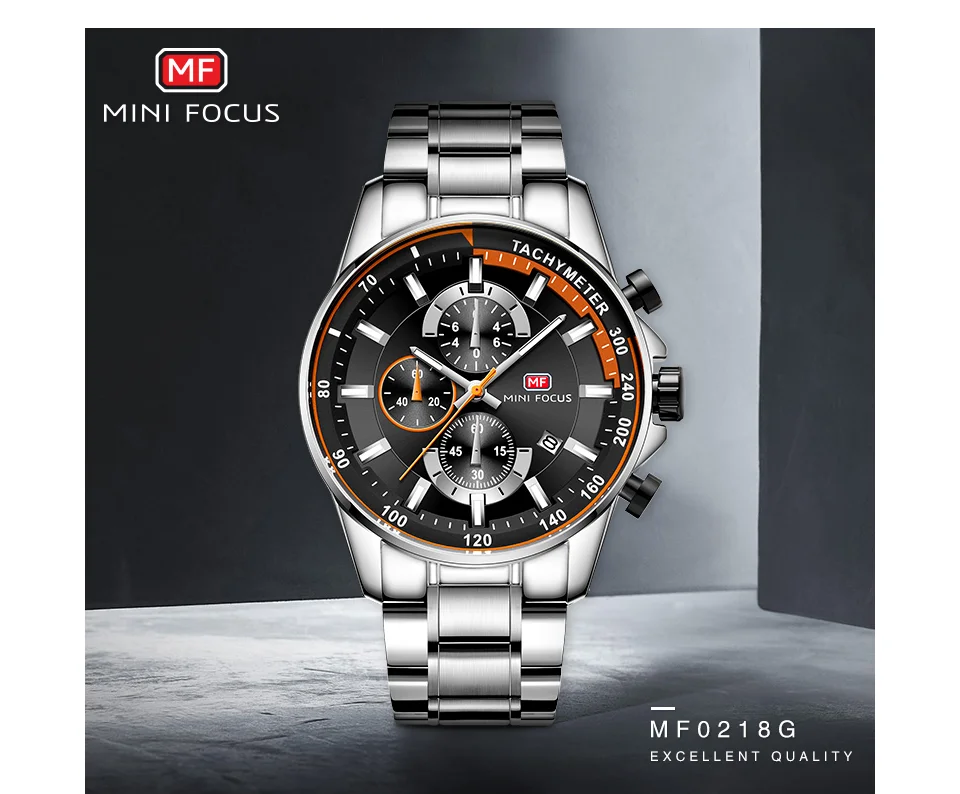 Mini Focus MF0218G Men’s Luxury Stainless Steel Quartz Watch | Silver | Factory Direct Wholesale