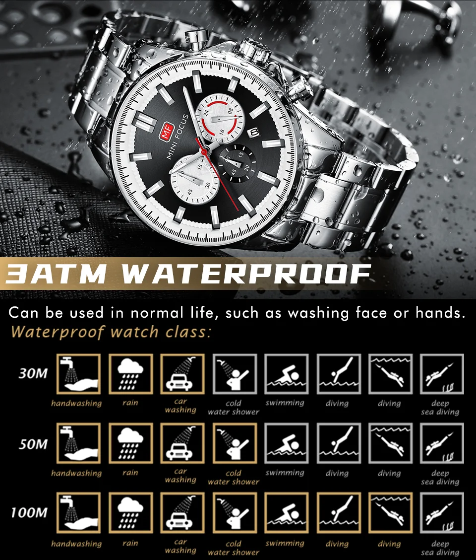 Hot Sale Men’s Fashion Chronograph Quartz Watch with Stainless Steel Band