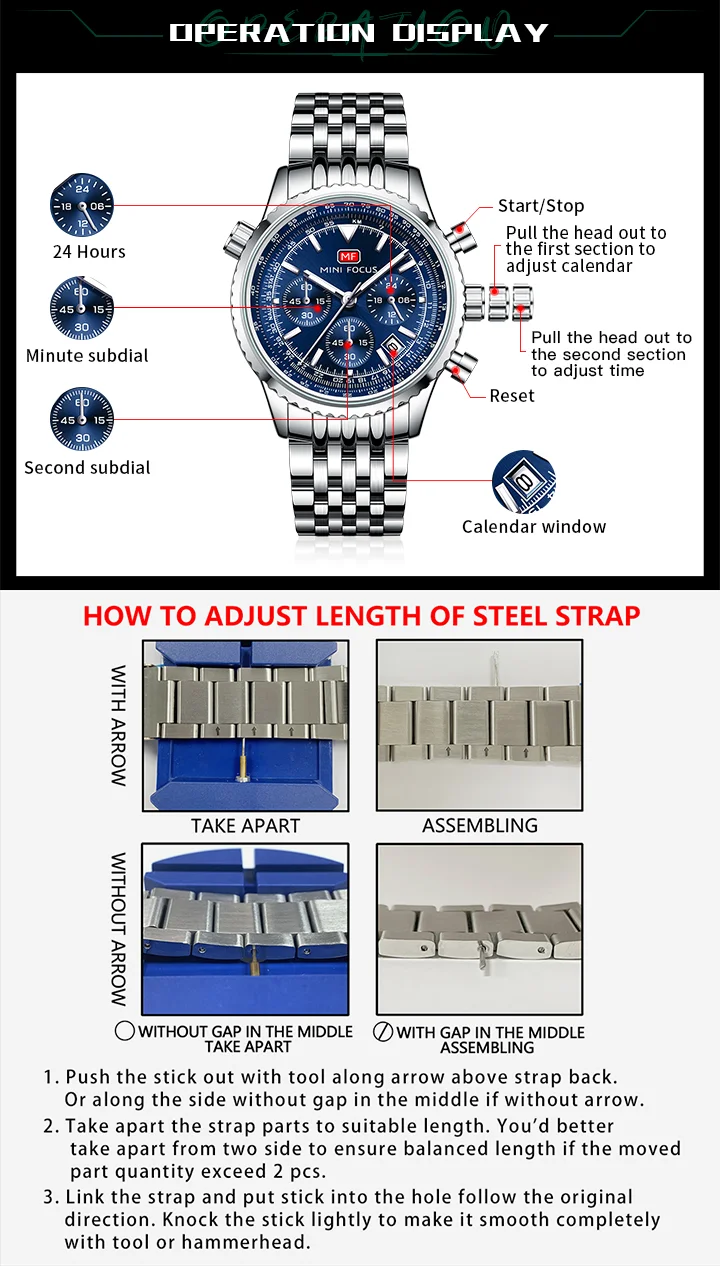 Top Sale Men’s Stainless Steel Quartz Chronograph Watch with Waterproof Design for Wholesale