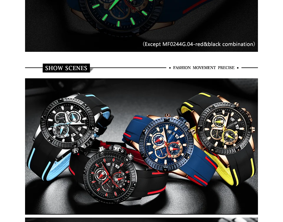 Mini Focus MF0244G Men’s Fashion Sports Watch | Waterproof Quartz Rubber Strap Timepiece