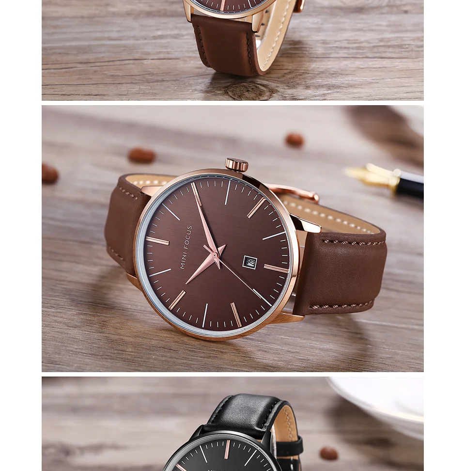 Mini Focus MF0115G Casual Men’s Watch | Fashion Sport Quartz | Auto Date Leather Strap | Factory Wholesale