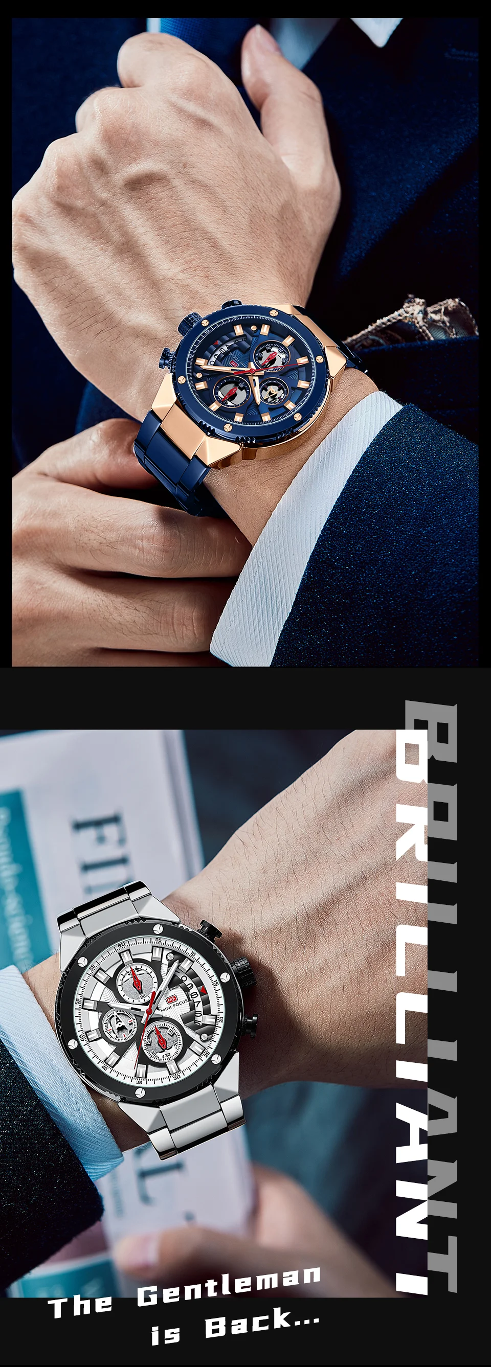 Mini FocusMen&rsquo;s Wrist Complete Calendar Chronograph Watch | Luxury Waterproof Fashion Quartz Watch for Men