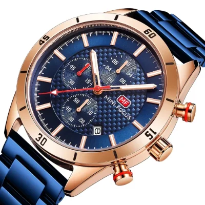 Mini Focus Blue Chronograph Watch for Men Stainless Steel
