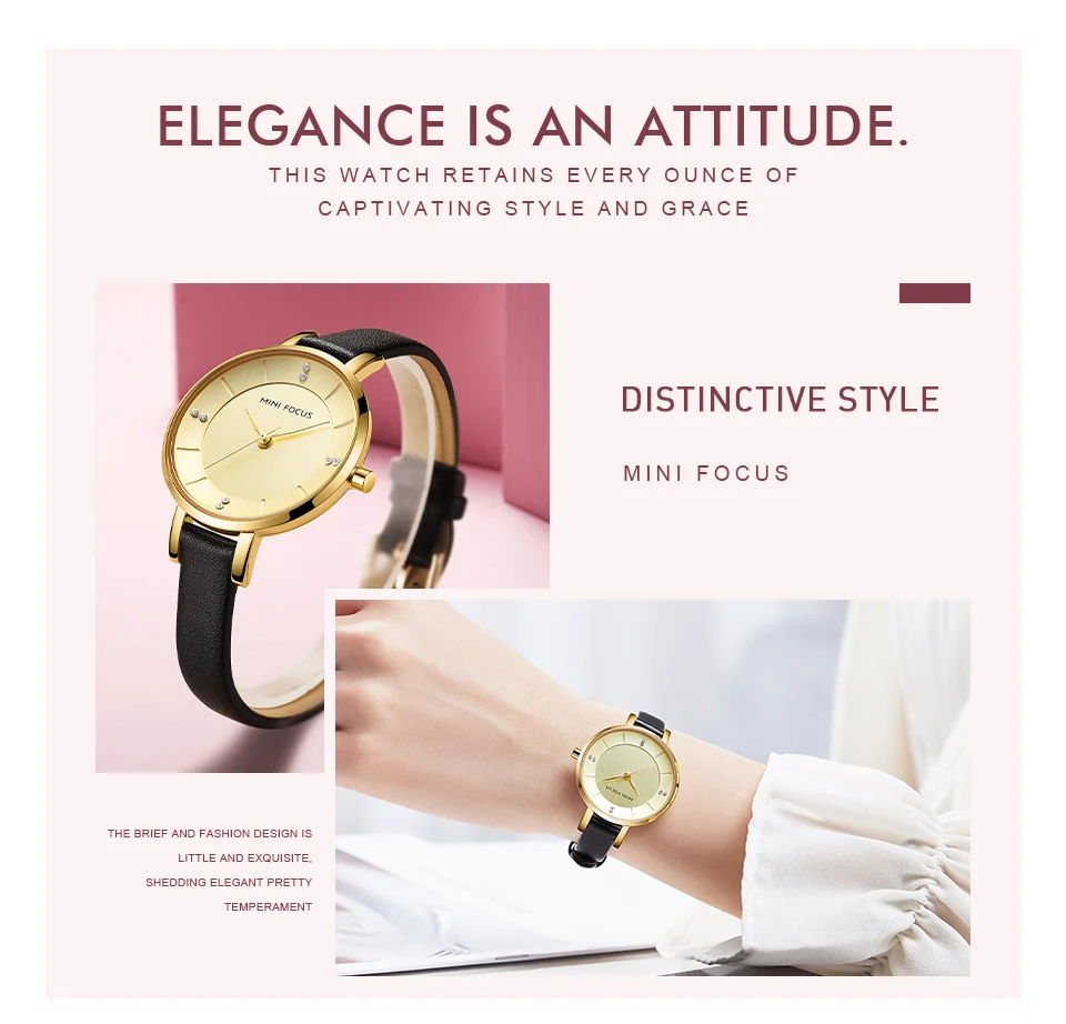 Mini Focus MF0255L Luxury Leather Straps Women’s Watch | Big Face Design Luxury Ladies Dress Wristwatch