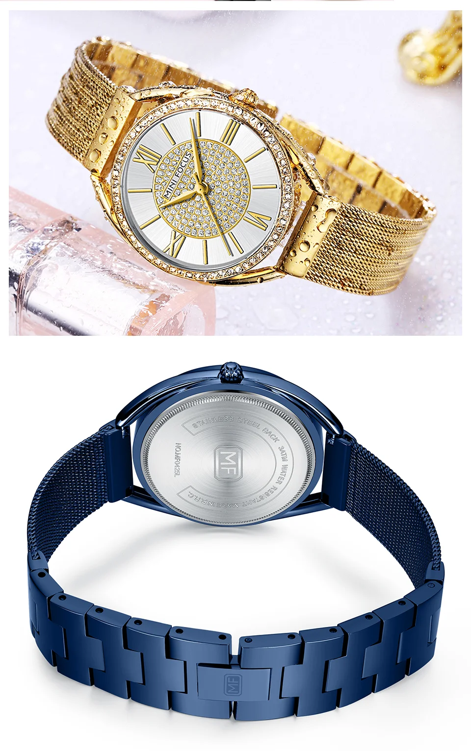 MINI FOCUS Women's Quartz Chronograph Watch Stainless Steel Band in Stock Ready