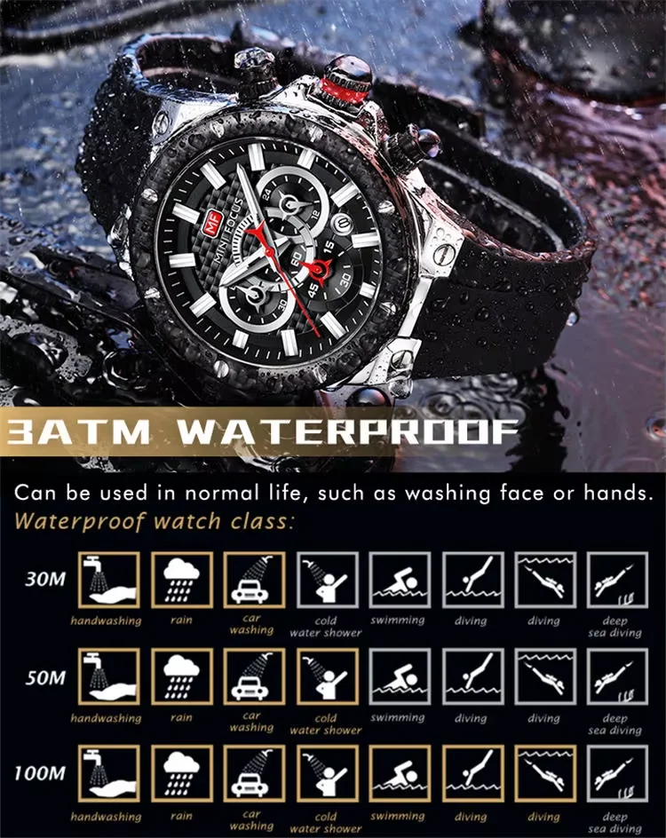 Top Sale Men’s Multifunction Chronograph Quartz Watch with Waterproof Silicone Strap