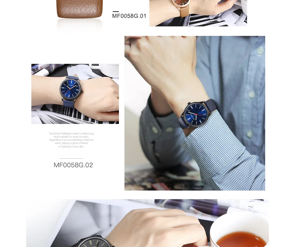 Mini Focus MF0058G Men’s Luxury Quartz Watch | Blue Leather Strap Casual Design | Factory Wholesale