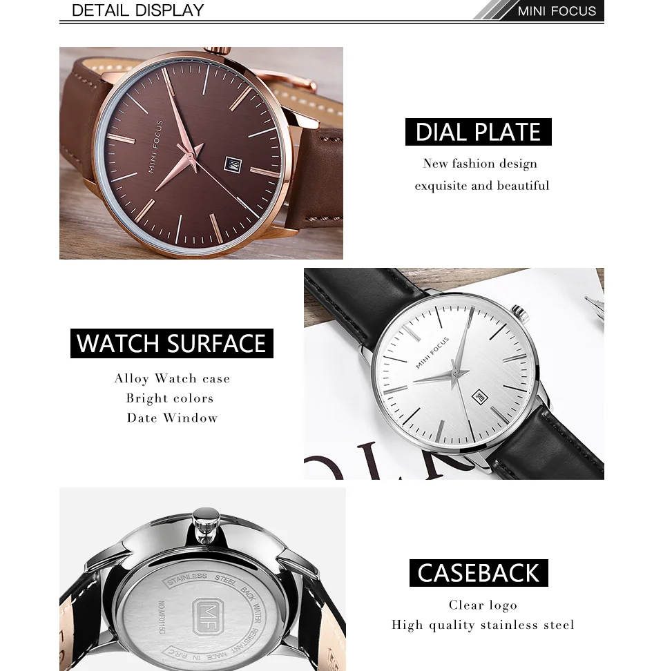 Mini Focus MF0115G Casual Men’s Watch | Fashion Sport Quartz | Auto Date Leather Strap | Factory Wholesale
