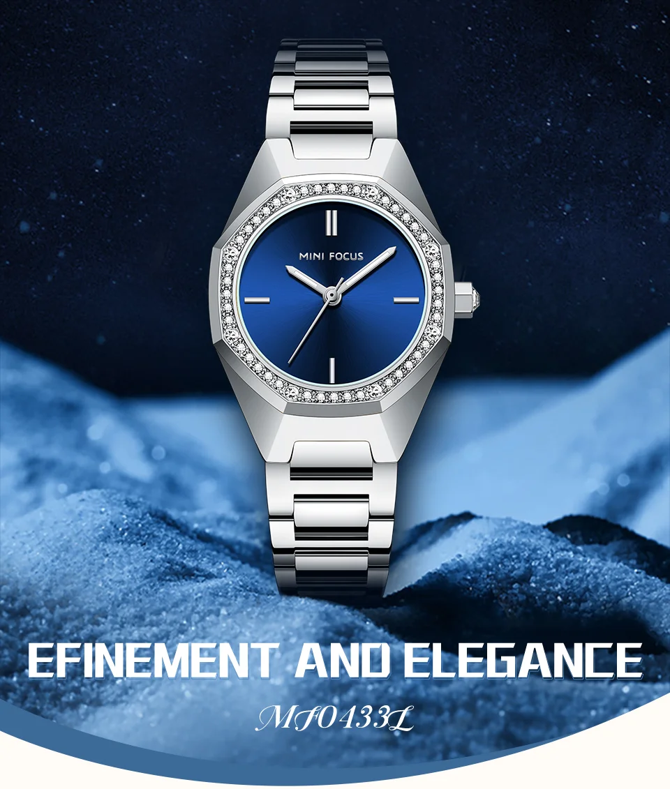 Elegant Rose Gold Women's Quartz Watch with Stainless Steel Strap Mini Focus Ladies Collection