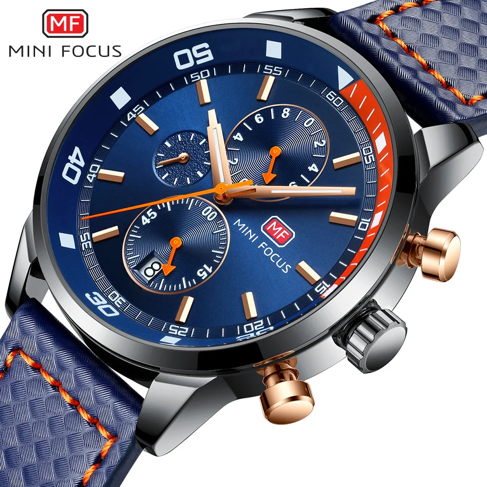 Mini Focus Men’s Leather Band Sports Watch Factory Wholesale