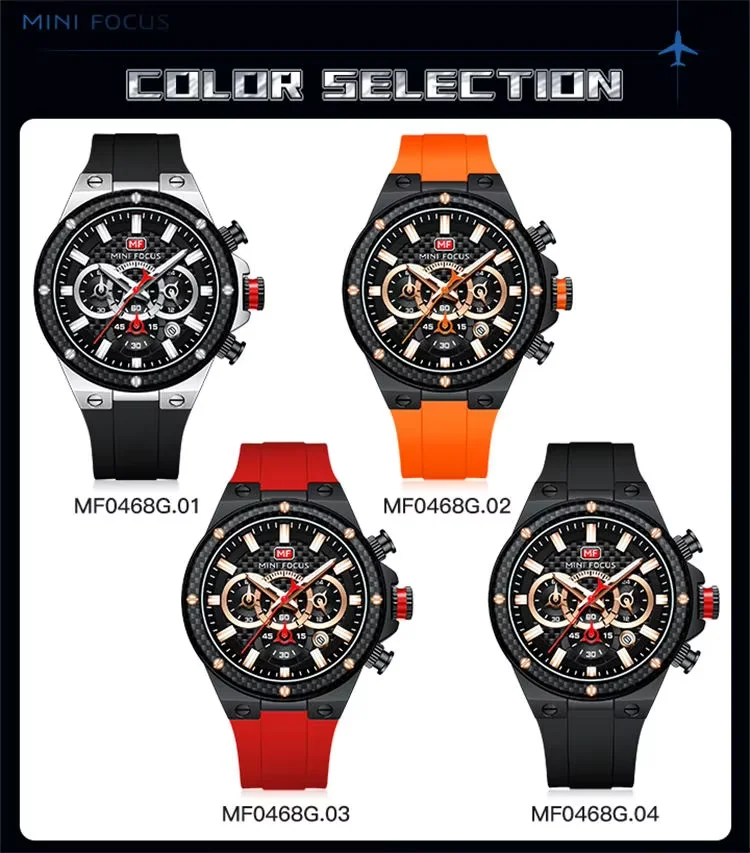 Top Sale Men’s Multifunction Chronograph Quartz Watch with Waterproof Silicone Strap