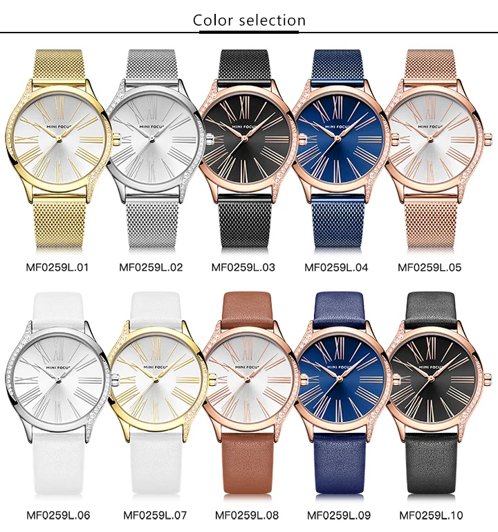 Mini Focus Women’s Quartz Watch | Elegant Blue Dial Ultra-Thin Waterproof Leather Strap Factory Wholesale