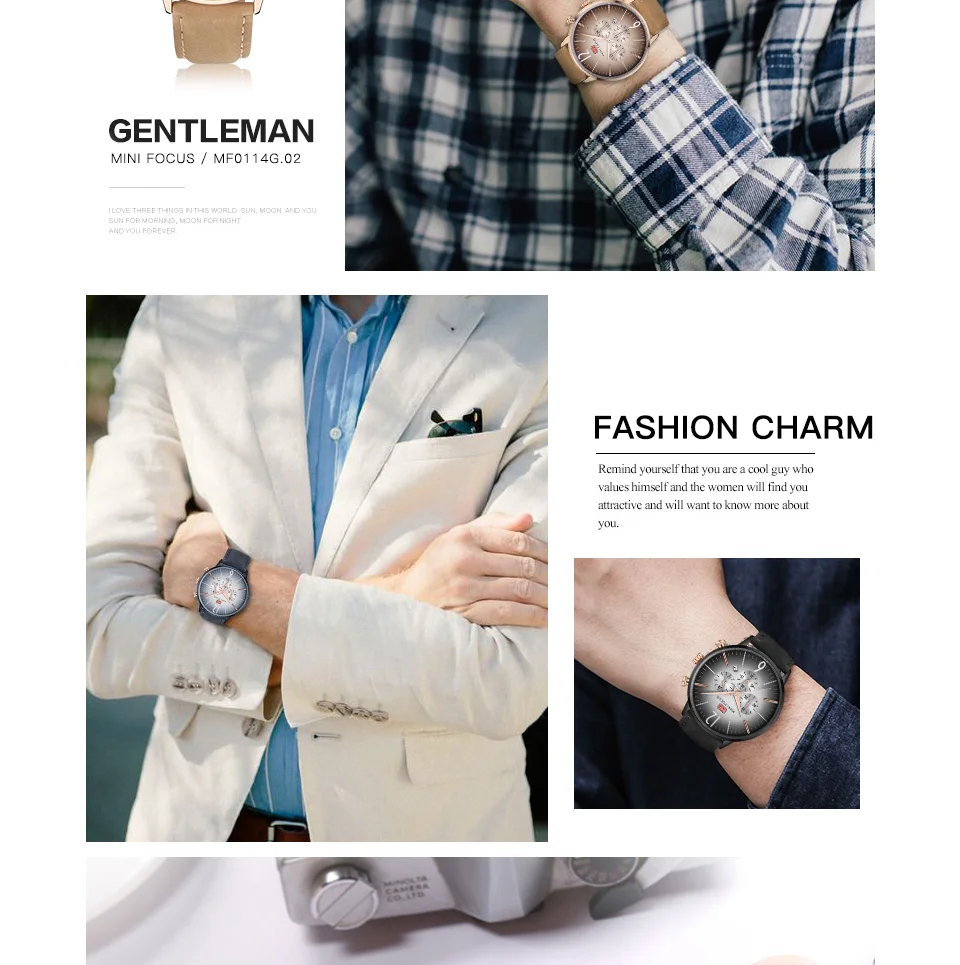 Mini Focus MF0114G Men’s Business Fashion Quartz Watch | Chronograph | Leather Strap | Factory Wholesale