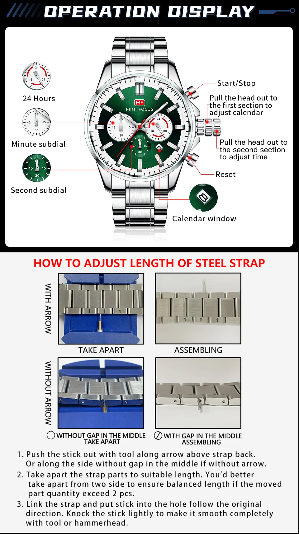 Hot Sale Men’s Fashion Chronograph Quartz Watch with Stainless Steel Band