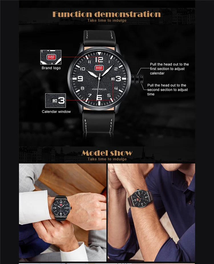 Mini Focus MF0158G Men’s Ultra-Thin Quartz Watch | Luxury Brand Waterproof Calendar with Milanese Stainless Steel Strap