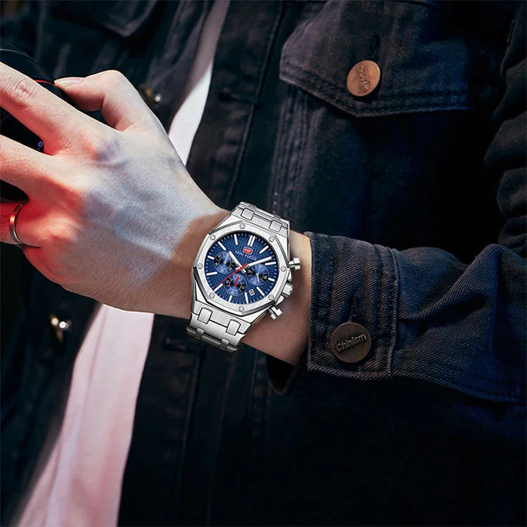 MINI FOCUS 0609 Elegance Men's Quartz Watch Stainless Steel, Luminous Chronometer for Business