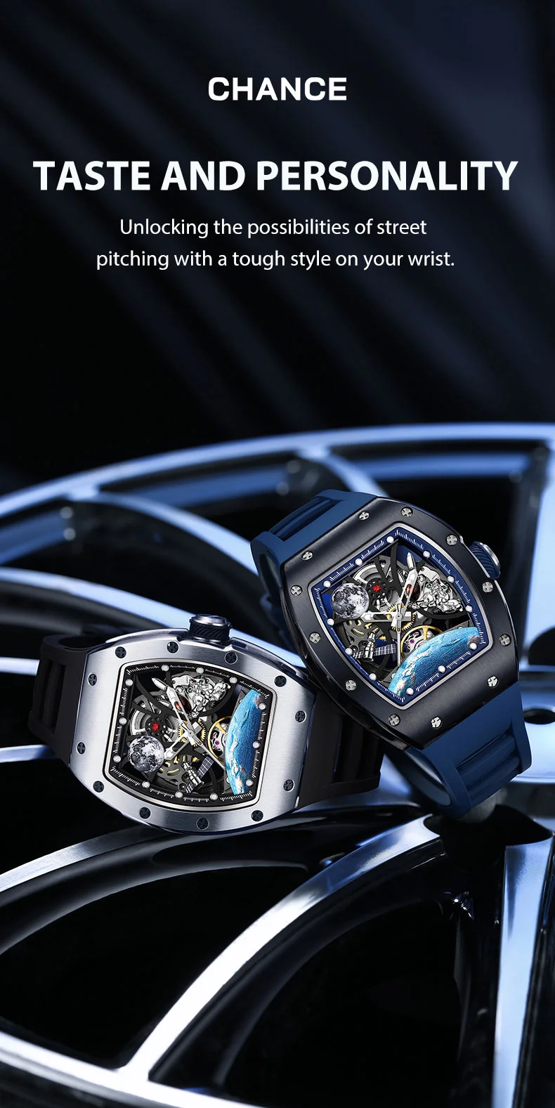 CHANCE 919014 Tourbillon Watch &ndash; Carbon Fiber Case, Skeleton Dial, Luxury Mechanical Men&rsquo;s Watch