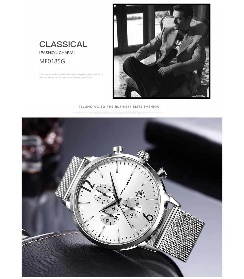 MINI FOCUS MF0185G Men’s Luxury Quartz Watch | Waterproof Factory Price Stainless Steel Strap