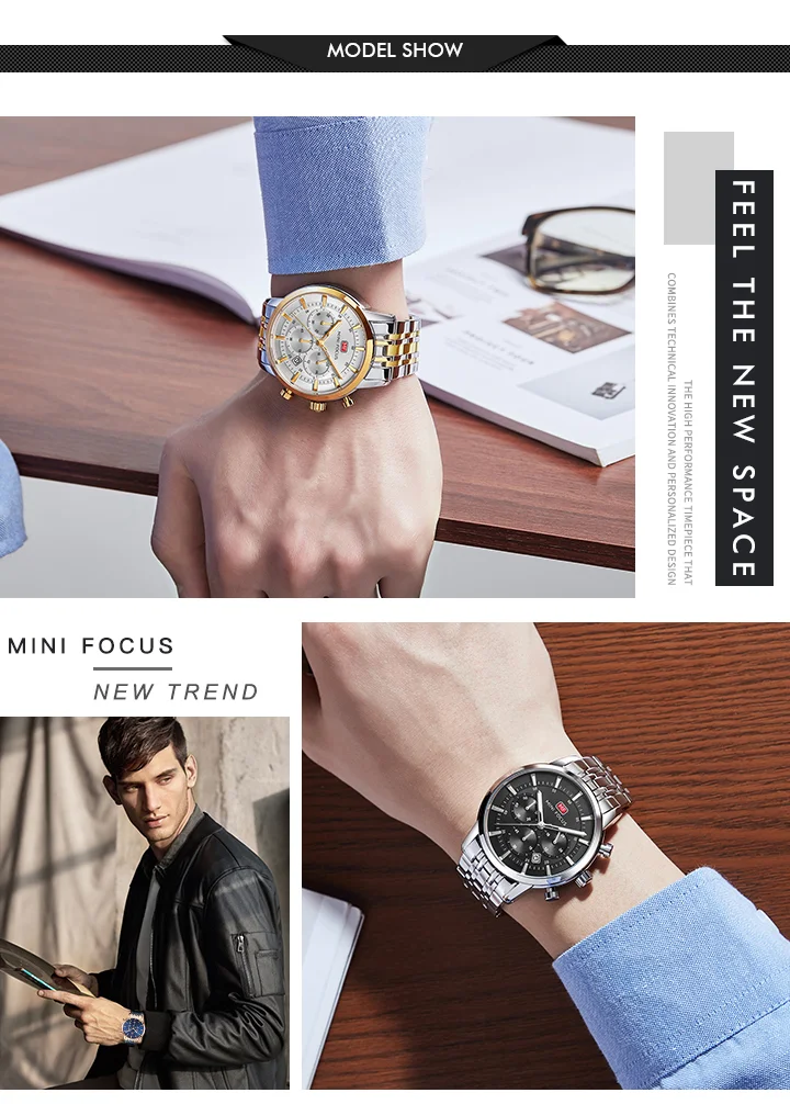 Stylish Men's Chronograph Quartz Watch with Luminous Hands | Waterproof Stainless Steel Dress Watch by Mini Focus